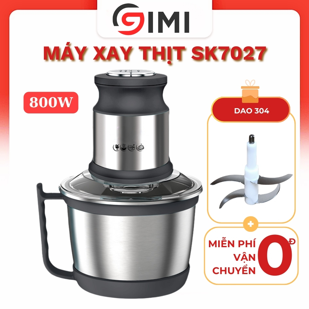 Máy xay thịt Inox 3L công suất mạnh mẽ với lưỡi dao sắc bén xay mọi loại thực phẩm đa năng SK7027