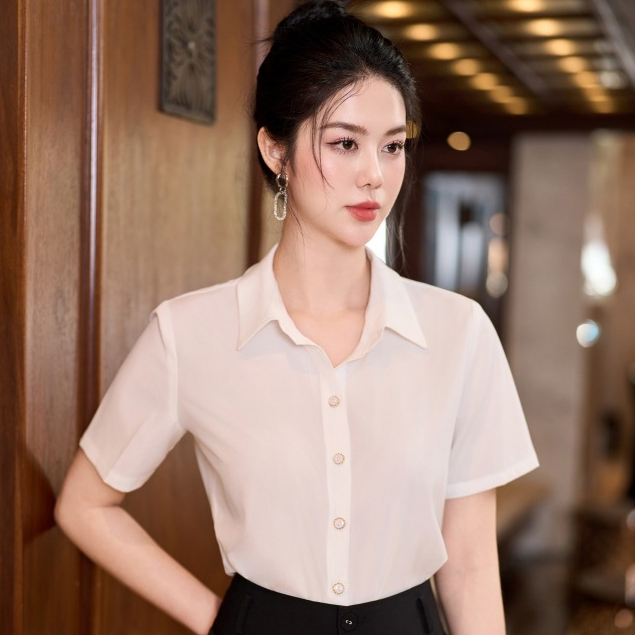 Áo sơmi cơ bản thiết kế cao cấp Laeem Design,LA1N24001 fom dáng cơ bản dễ mix đồ