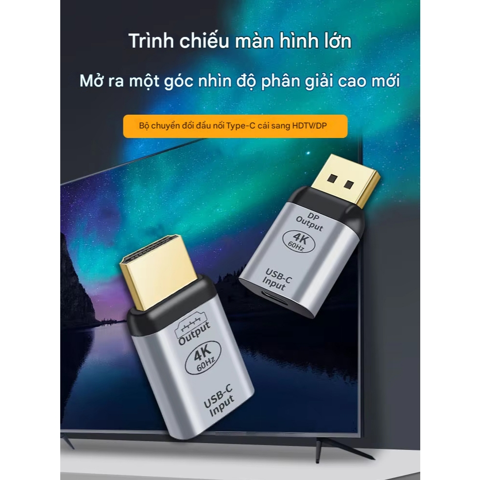 Đầu chuyển Type c ra màn hình HDMI/ Displayport hỗ trợ 4k60hz dùng cho M.A.C, laptop - HPS CTY023 | BigBuy360 - bigbuy360.vn
