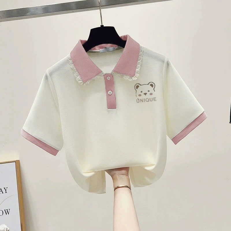 Áo Polo cổ trụ in thỏ 5D cho mẹ và bé size từ 20-55kg.Áo phông hè chất cotton in nhiệt 5D