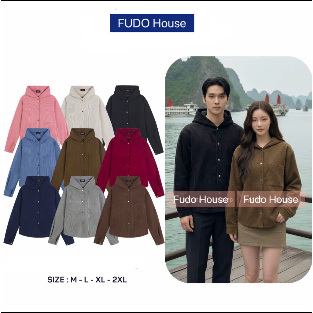 Áo Khoác Chống Nắng Dáng Sơ Mi Có Mũ Và Khuy Bấm Kim Loại ,Chất Liệu Vải Tăm Mềm Mịn Thoáng Mát