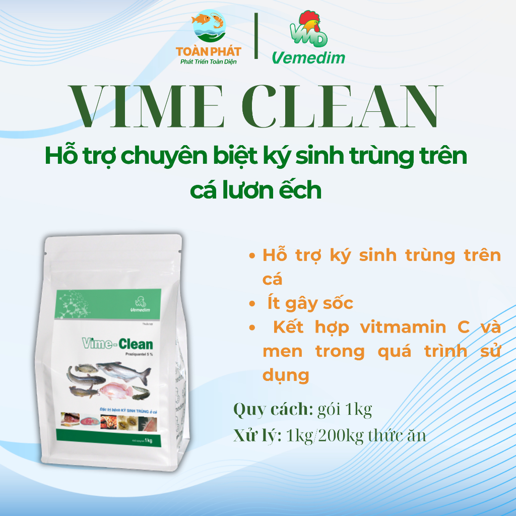 Vemedim Vime Clean - Phòng nội ngoại KST cho cá lươn ếch
