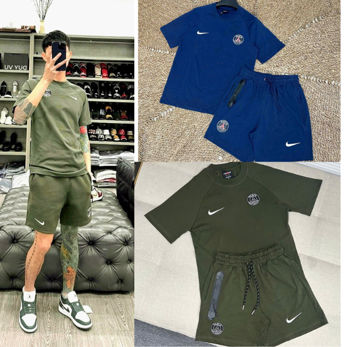 Bộ Quần Áo Nam mùa hè PS/G Thêu Hình Nón Bên Ngực Chất Lượng - Bộ Cộc vải thun Hè Nam Nữ