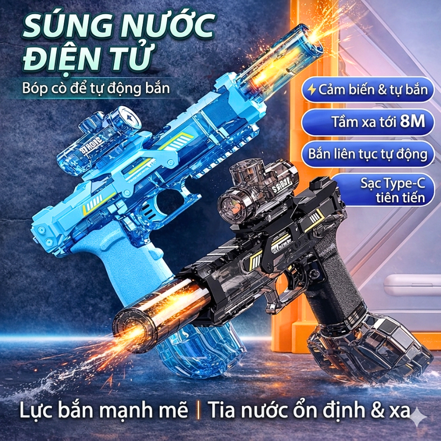 Đồ Chơi Súng Nước Điện Thế Hệ Mới Tốc Độ Cao, Dung Tích Lớn, Đồ Chơi Thể Thao Giải Trí Hấp Dẫn