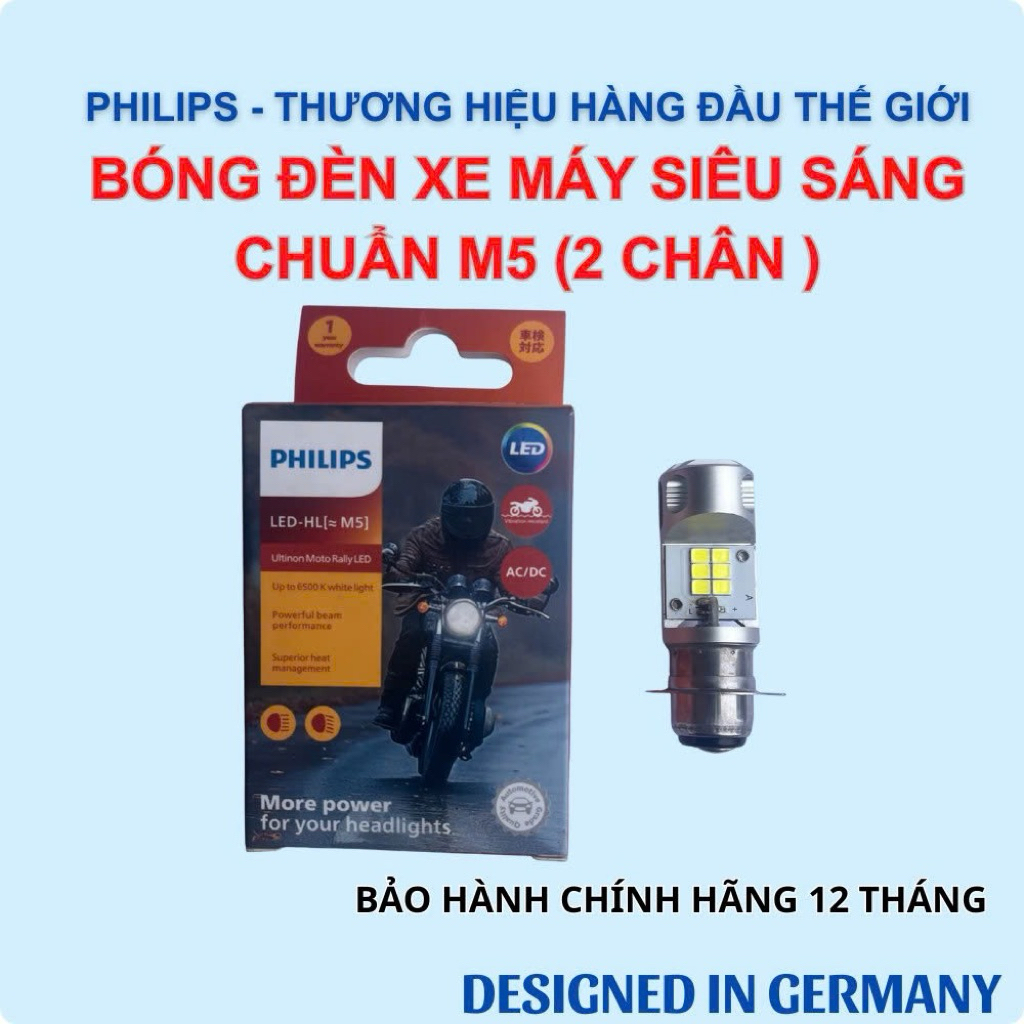[Chính hãng] Bóng đèn xe máy LED Philips Ultinon Moto Rally M5