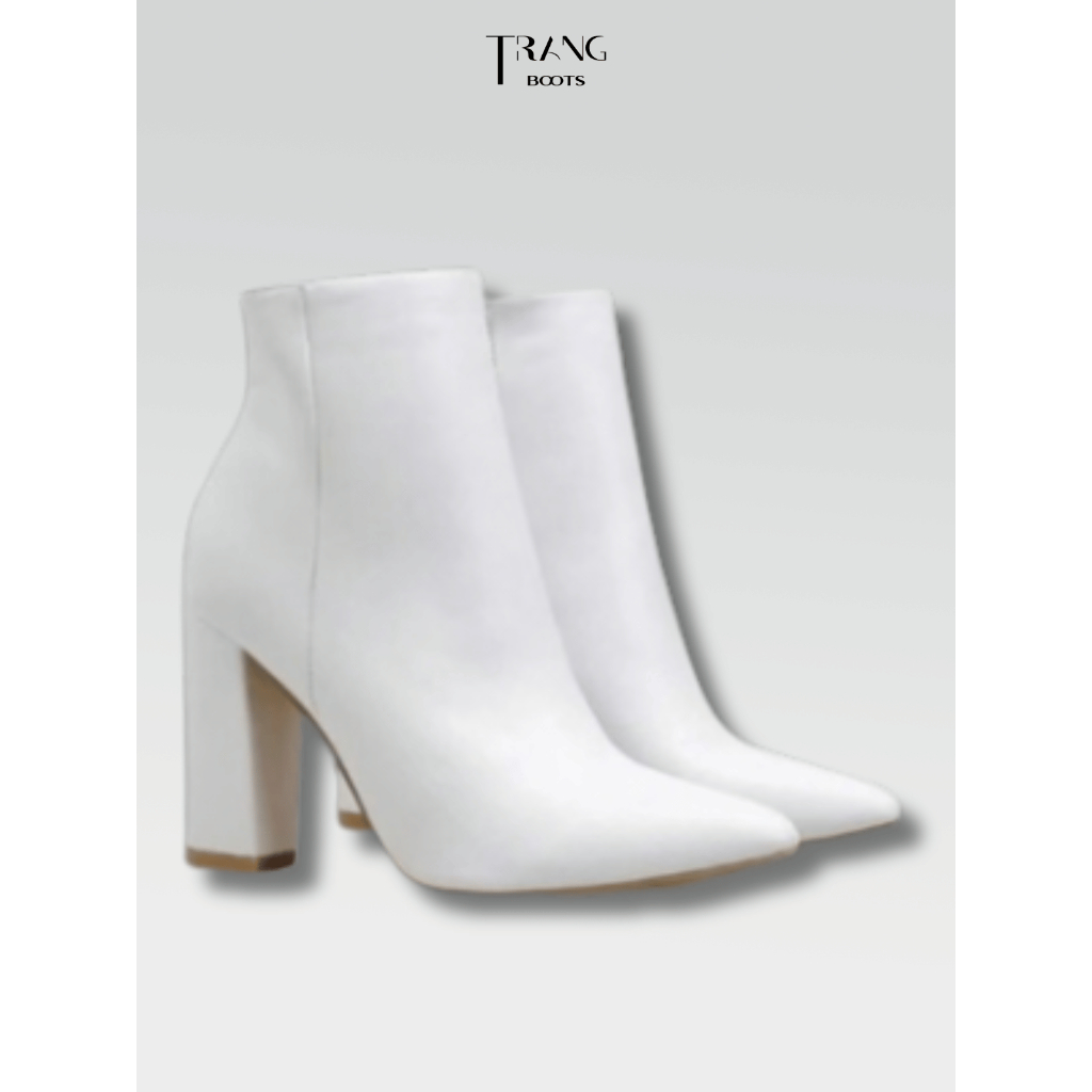 ANKLE BOOTS GÓT TRỤ MÀU TRẮNG