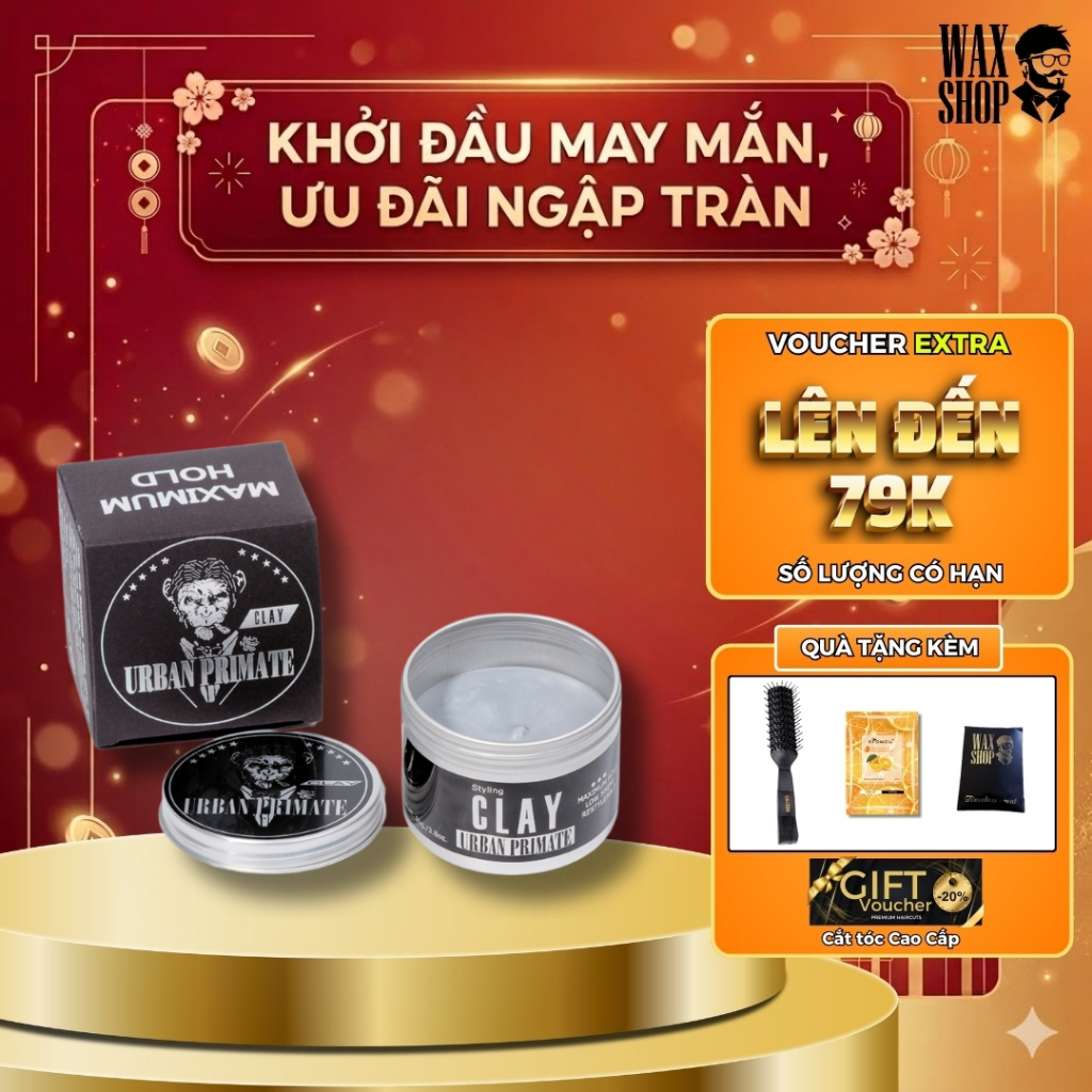 Sáp vuốt tóc nam Urban Primate Clay 100ml chính hãng gel, wax giữ nếp tóc - Waxshop