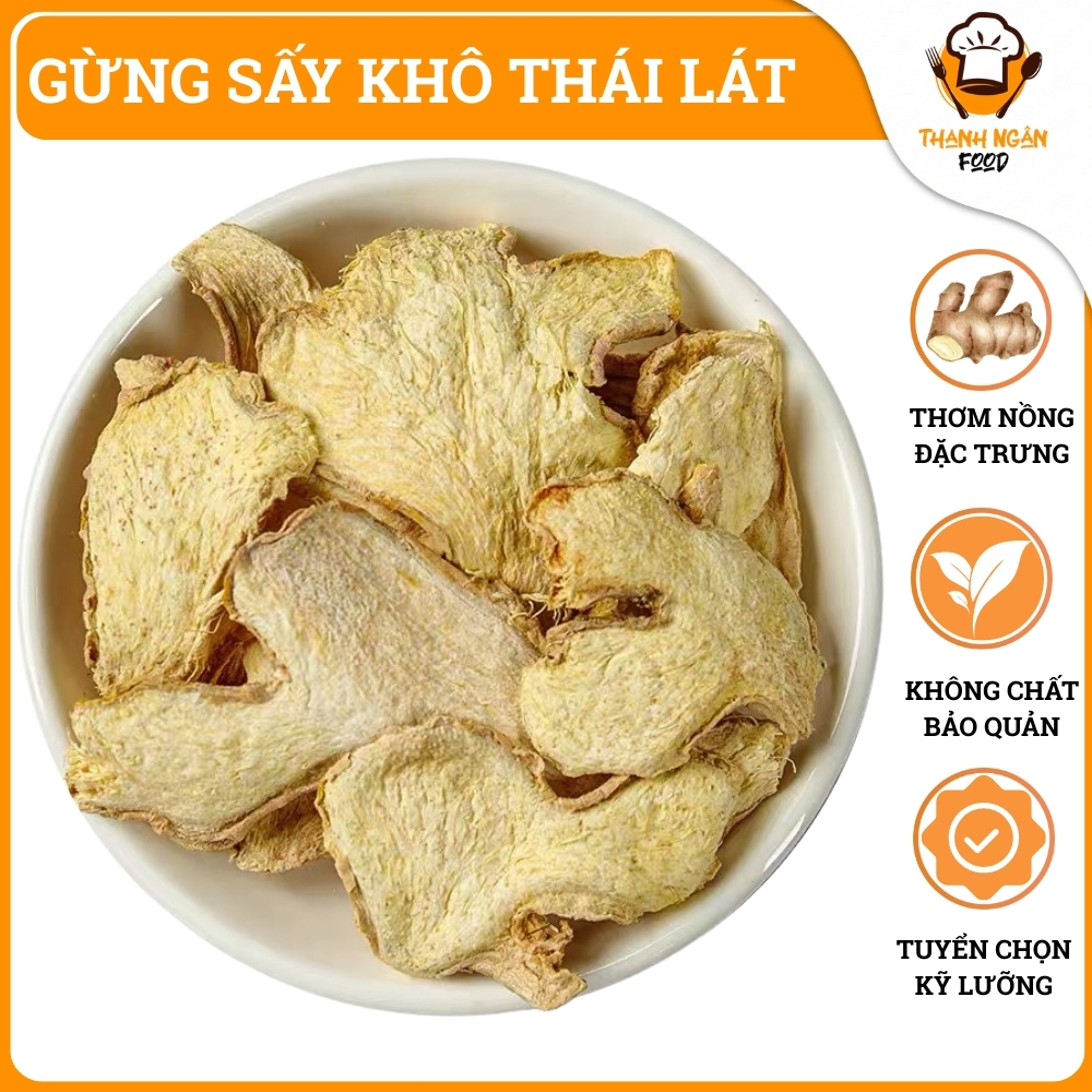 Gừng Sấy Khô Lát, Hàng Loại 1, Sấy Lạnh, Vị Cay Nồng Dùng Pha Trà, Nấu Ăn, Đóng Gói 100Gram, 500Gram
