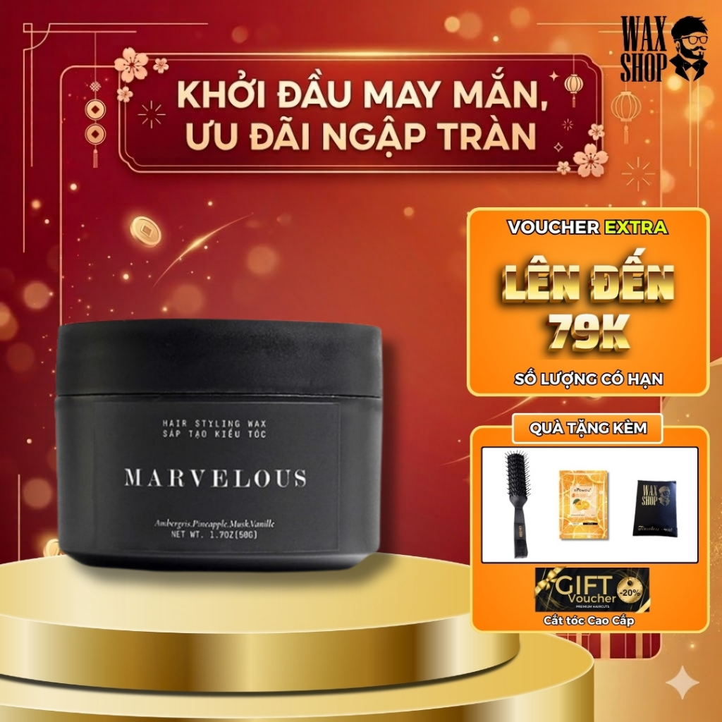 Sáp vuốt tóc nam Marvelous Rusty Lab 50g chính hãng gel, wax giữ nếp tóc - Waxshop