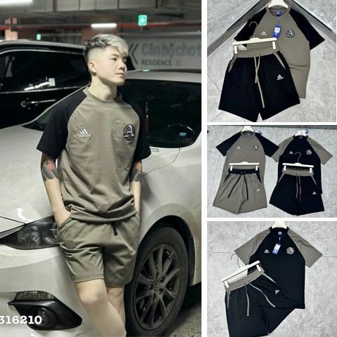 Bộ Quần Áo Nam Mùa Hè màu rêu Chất Cotton Cao Cấp  - Bộ Cộc Hè rêu 2 màu Họa Tiết In Cao Su Siêu Đẹp