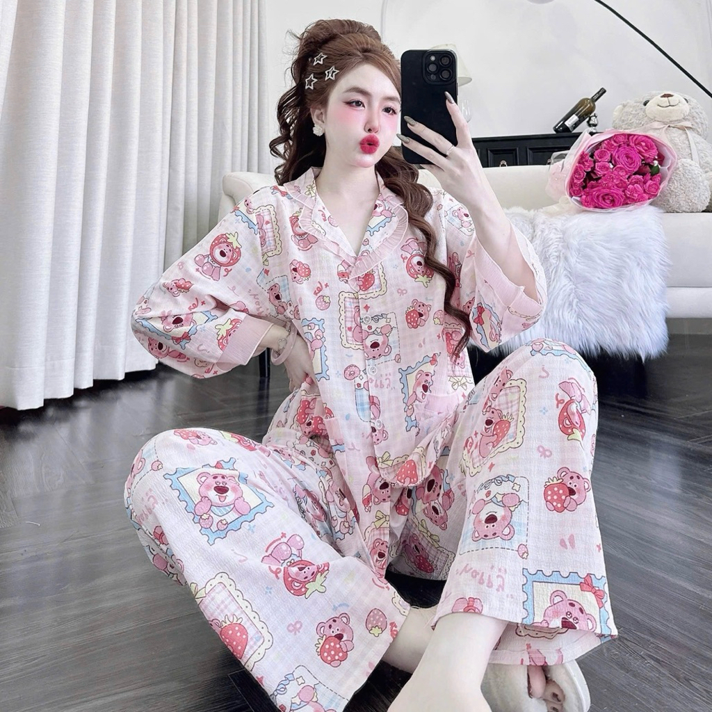 Bộ pijama Tay lỡ quần dài Bigsize 55-100kg M1