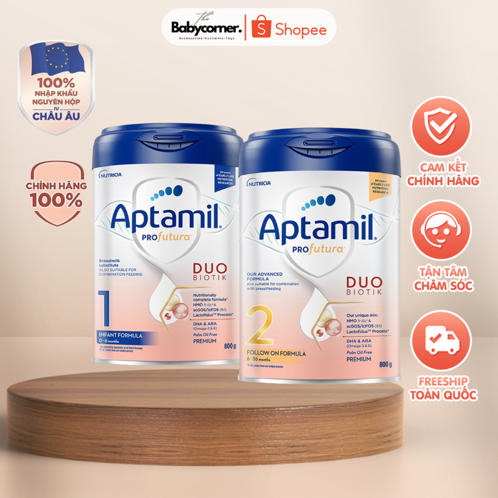 Sữa Công Thức Aptamil Profutura Duobiotik Hà Lan 800g Số 1, 2 – Hỗ Trợ Tiêu Hóa Cho Bé