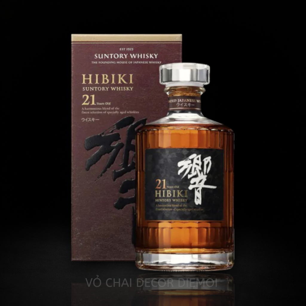 [ DIEMOI ] Vỏ Chai Rượu Hibiki 21 Năm | Chai Whisky Nhật Bản – Decor Sang Trọng, Đẳng Cấp Sưu Tầm