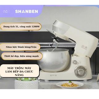Máy nhào bột tự động SHANBEN 5L - Máy nhồi, nhào, đánh trứng làm kem - Dung Tích lớn - Công suất 1200W