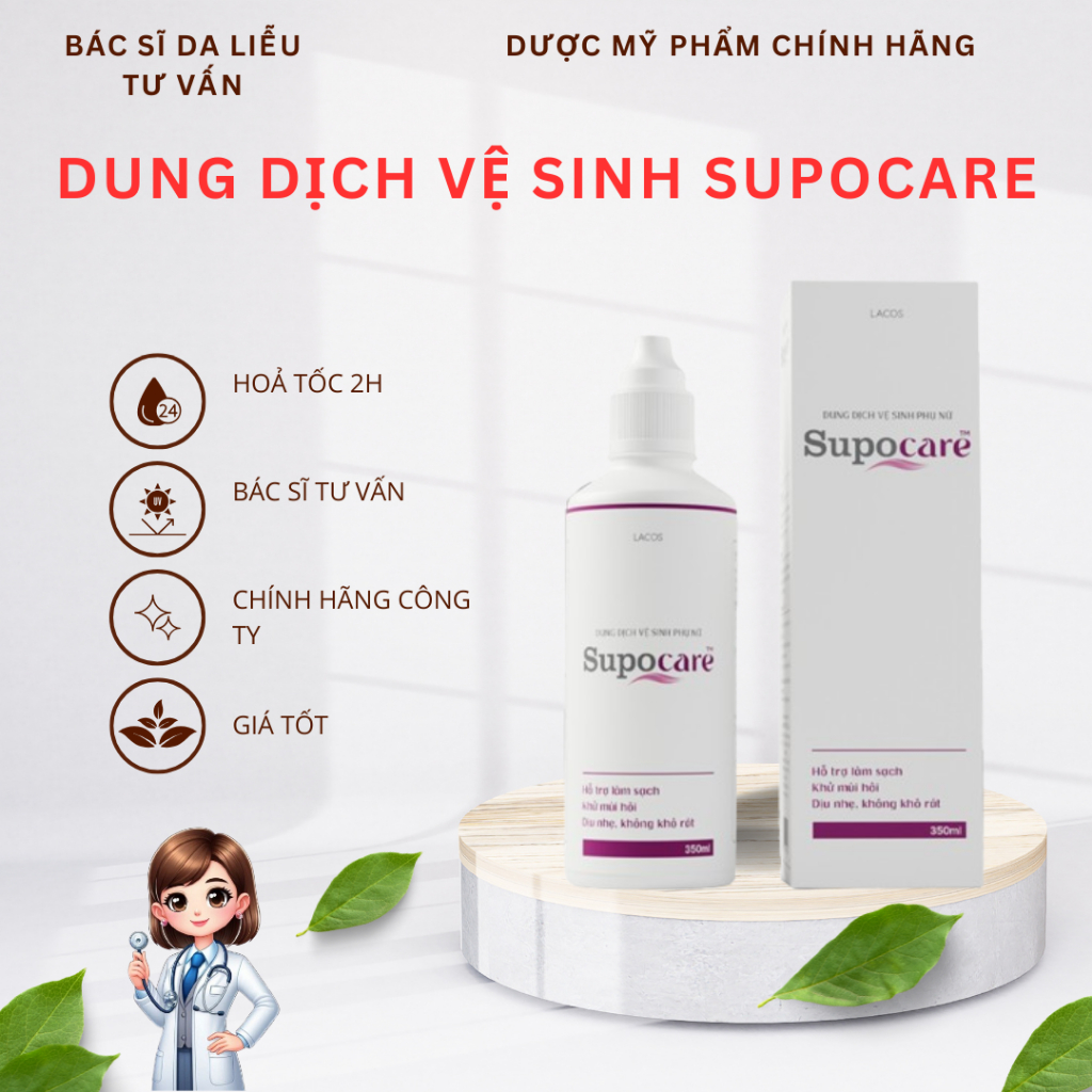 Dung dịch rửa phụ khoa SUPOCARE 350ml Cz Pharma| Bs Da Liễu khuyên dùng