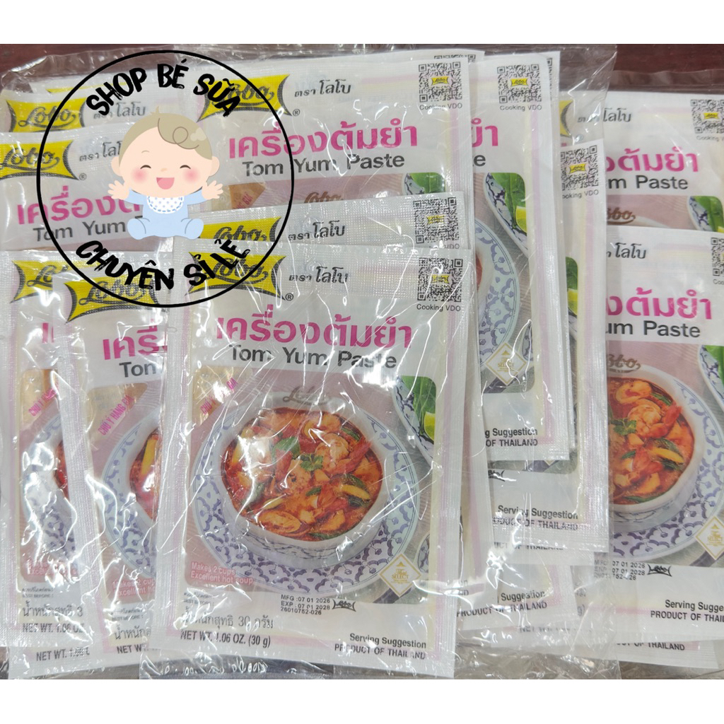 Gia Vị Lẩu Thái Cay Lobo Tom Yum Paste 1 lốc 10 gói, 1 gói 50g