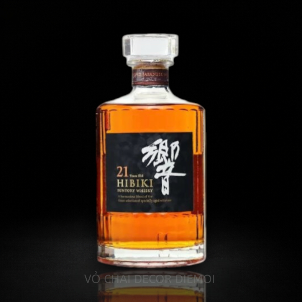[ DIEMOI ] Vỏ Chai Rượu Hibiki 21 700ml | Chai Whisky Nhật Thủy Tinh Cao Cấp Decor Kệ Rượu, Sưu Tầm