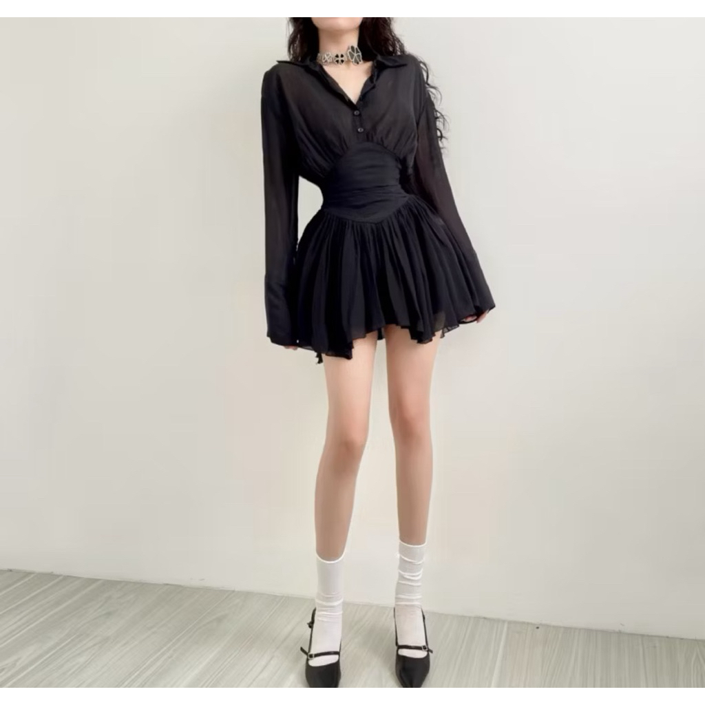 Pass Đồ Xinh 🐰 Đầm Sơ Mi Ngắn Chất Liệu Xô Rũ Bồng🐰 D2T Store