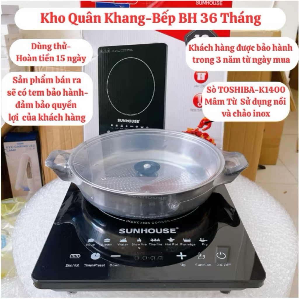 [Bảo Hành 36 Tháng] Bếp Từ SUNHOUSE SHD 6011, Bếp Từ Đơn Cảm Ứng  Công Suất 2.200W, 8 Chế Độ Nấu Đa 