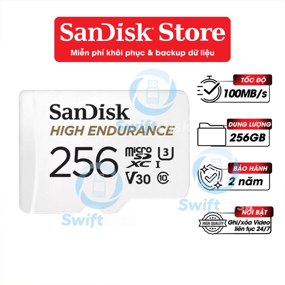 Thẻ nhớ SanDisk High Endurance microSDX SDSQQNR-GN6IA(32GB/64GB/128GB/512GB) - Bảo hành 24 tháng