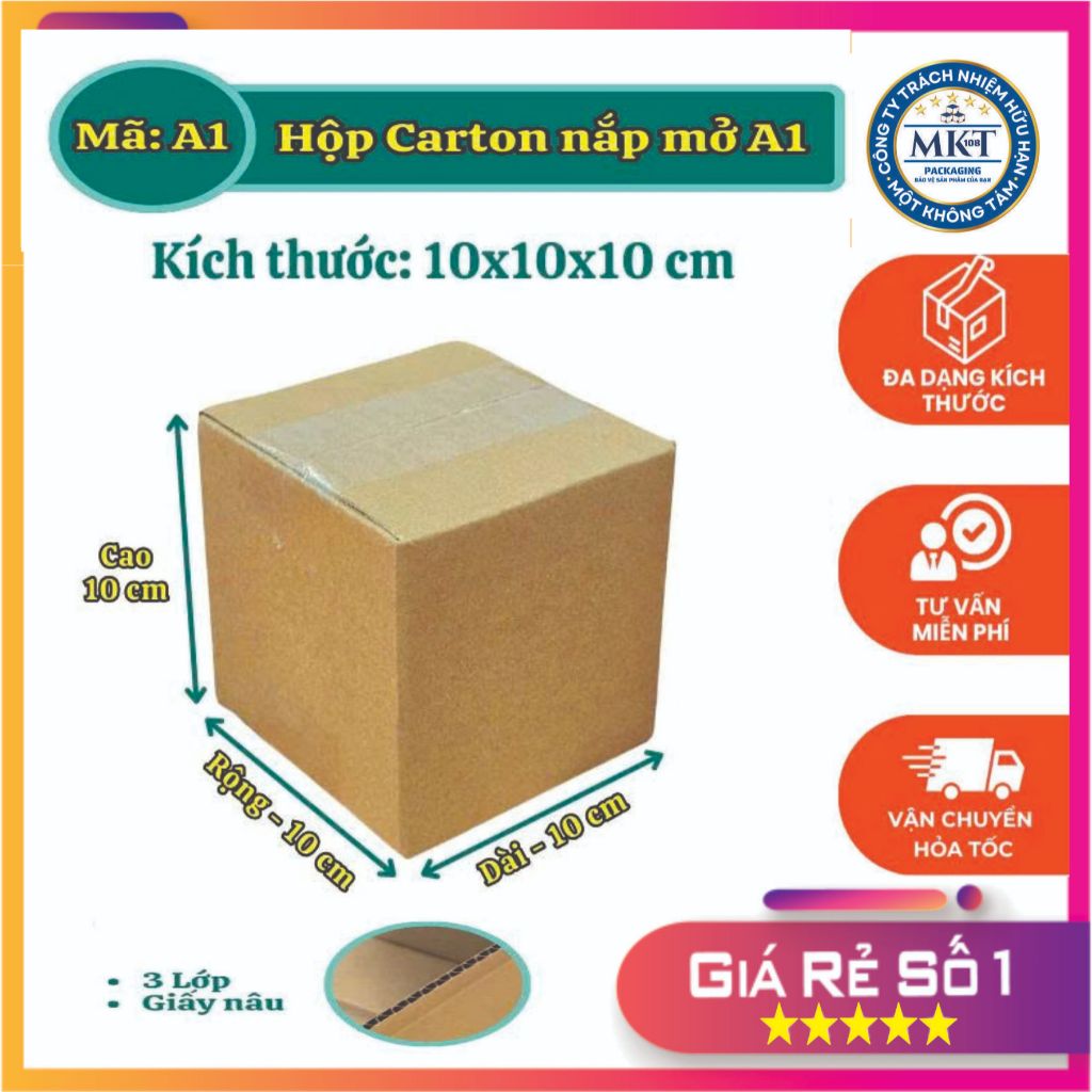 [Combo] Hộp carton 10x10x10 cm, hộp shipcod,- MKT