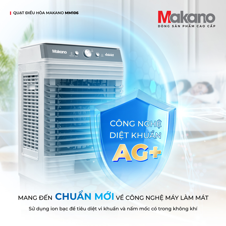 Quạt Điều Hòa Makano MM106 Chính Hãng | Máy Làm Mát Không Khí 130W Bình 40L Làm Mát 35–45m²