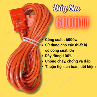 Phích Âm Liền Dây 600W – Phích Nối Liền Dây Dài 3m, 5m, 8m,10m, Dây Nguồn Đèn LED, Quạt, Thiết Bị Điện Gia Dụng Tiện Lợi