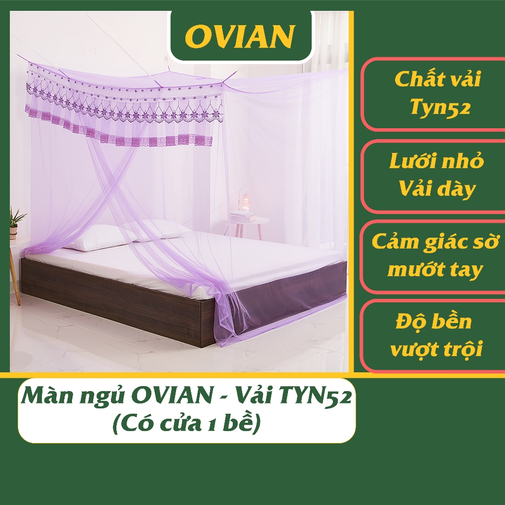 Màn ngủ có cửa 1 bề OVIAN - Vải Tyn52 - mắt lưới siêu nhỏ chống muỗi, dày họa tiết tinh tế