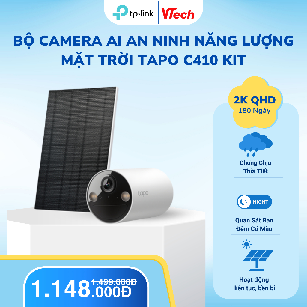 Bộ Camera AI An Ninh Năng Lượng Mặt Trời TAPO C410 KIT