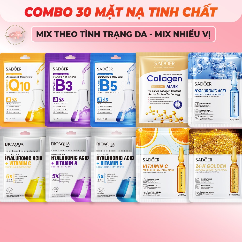 Mặt Nạ Dưỡng Da, Mặt Nạ Dưỡng Trắng Da Cấp Ẩm Mờ Thâm Bổ Sung Colagen Tinh Chất Vitamin Serum Trái Cây Mask Giấy Đắp Mặt