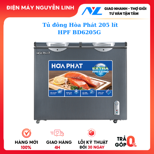 Tủ đông Hòa Phát 2 ngăn 2 cánh 205 lít  HPF BD6205G