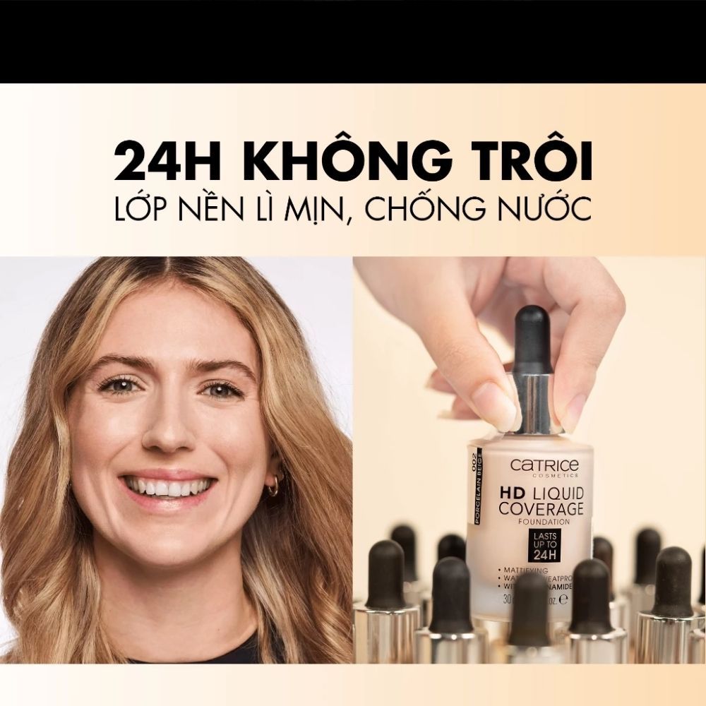 Ảnh 5 của Kem nền Catrice HD Liquid Coverage Foundation che phủ tự nhiên tạo độ mịn màng cho da