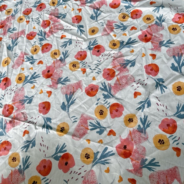 Vải Thô Cotton In Hoa Sắc Nét bán lẻ giá Sỉ may Váy Áo đi biển, vải may váy áo hoa trẻ em