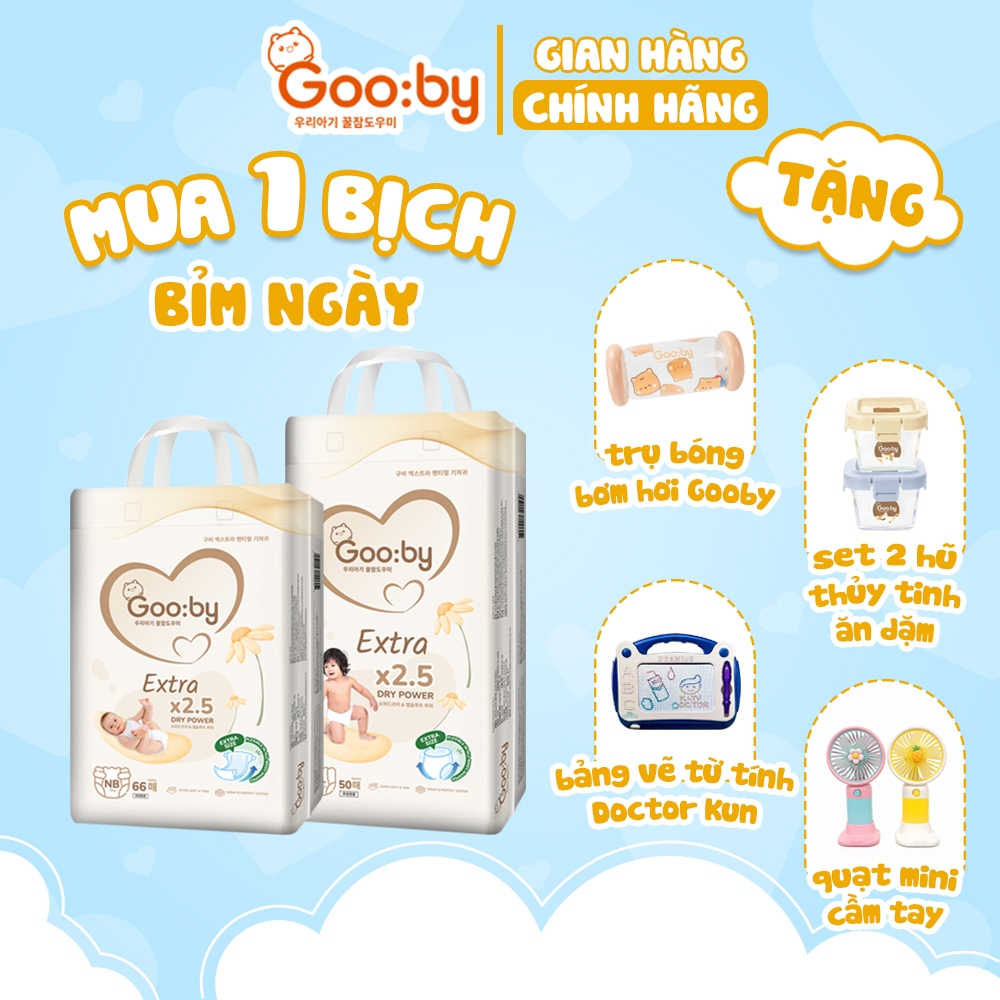 (Combo quà) Tã/bỉm Gooby Extra mềm mại, chống tràn, siêu thấm hút đủ size cho bé 4-30KG