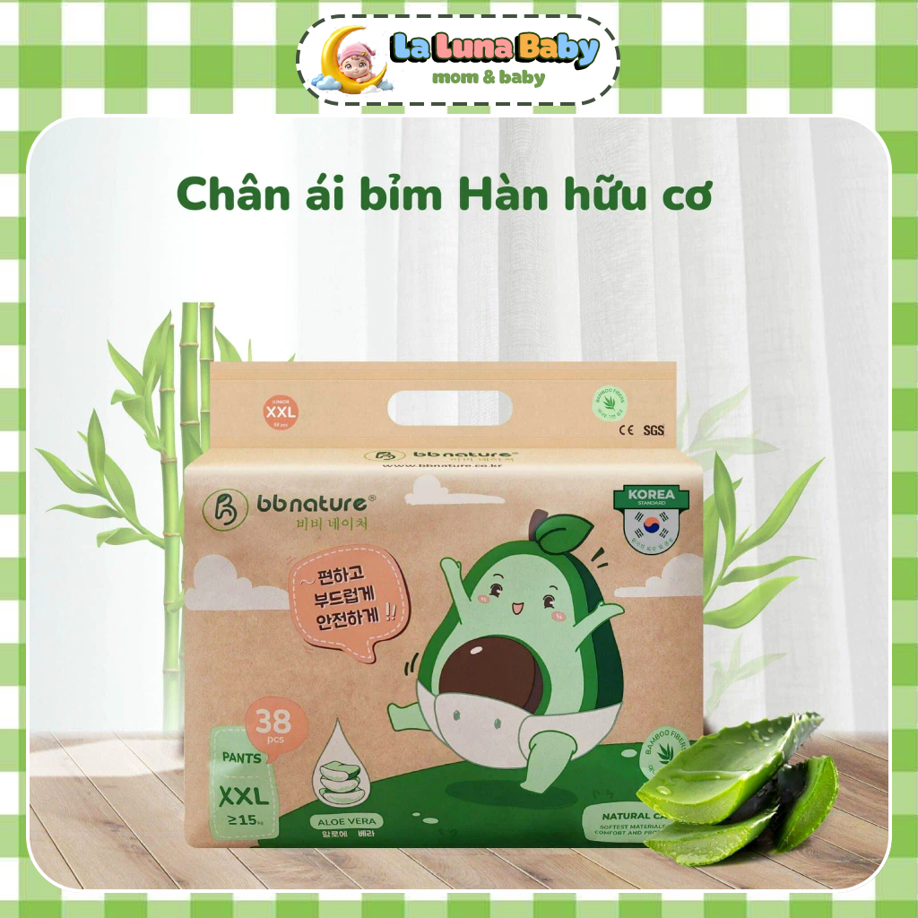 Tã Bỉm Quần Dán BB Nature Hàn Quốc, Mềm Mại, Mỏng Nhẹ Đủ Size Cho Bé 6-25kg | Lalunababy
