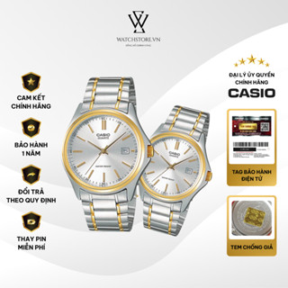 Đồng Hồ Đôi 1183G-7ADF Màu Trắng Mặt Kính Khoáng Dây Kim Loại Không Gỉ Chống Nước Chính Hãng