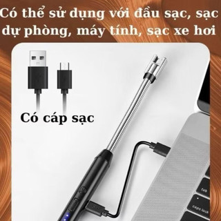 Cây Mồi Bếp Ga Siêu Nhỏ Gọn An Toàn Tiện Lợi kícḣ Thước 265x15mm Đèn LED Thông Minh Sạc USB 360.