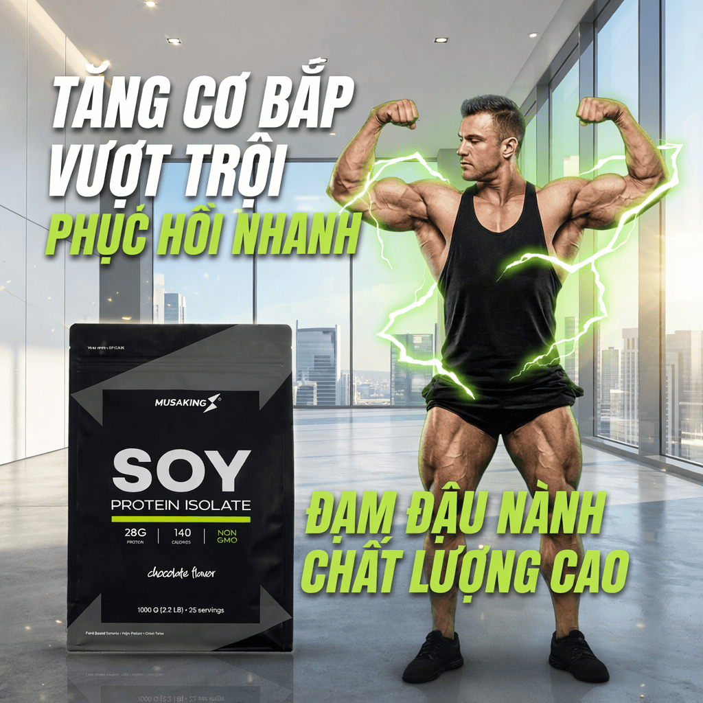 Protein Đậu Nành Cô Lập MUSAKING 1KG – Soy Protein Isolate 28G, Đạm Thực Vật Cho Ăn Chay,Bột Protein