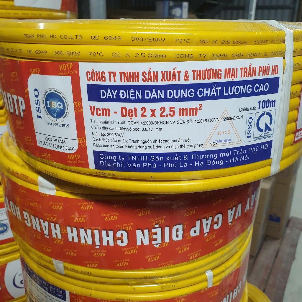 Dây Điện Trần Phú HD – Cuộn 100m Dây Đôi Mềm Dẹt VCm 2×2.5