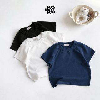 Áo phông cộc tay trơn cho bé trai bé gái Borie, chất liệu cotton, dáng khỏe khoắn phối đồ cực dễ B126