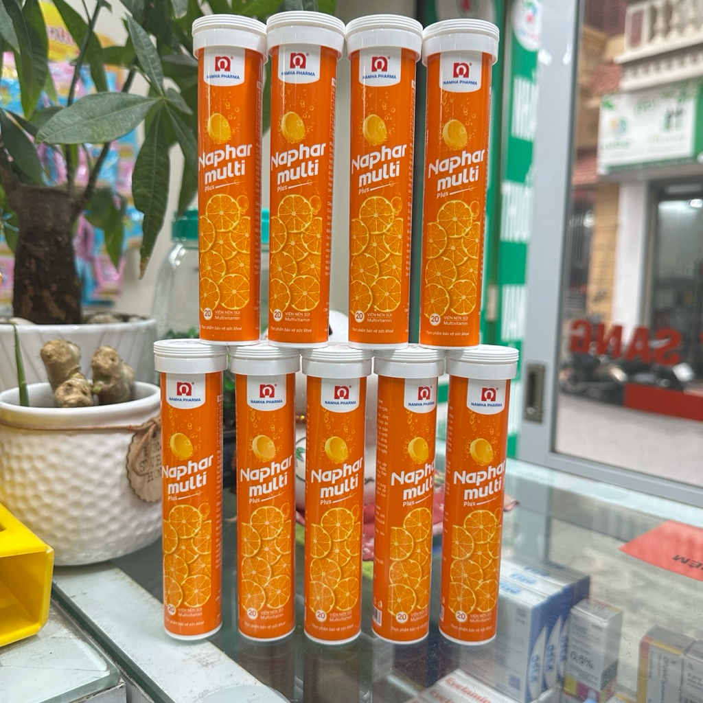 Viên Sủi Vitamin Naphar Multi Plus NamHa Pharma – Multivitamin Vị Cam Bổ Sung Vitamin C B1 B2 B6 PP 