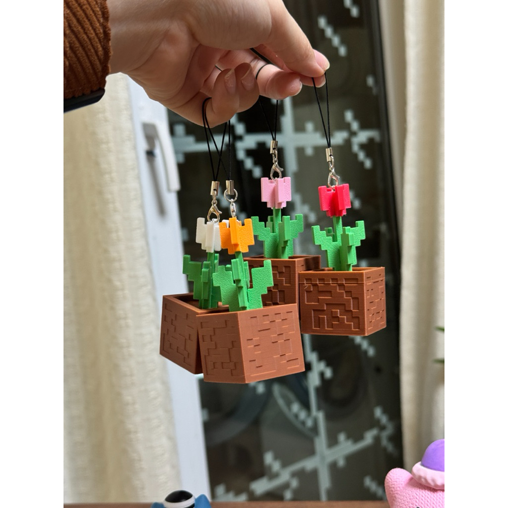 Móc khoá hình Hoa Minecraft - Minecraft flowers