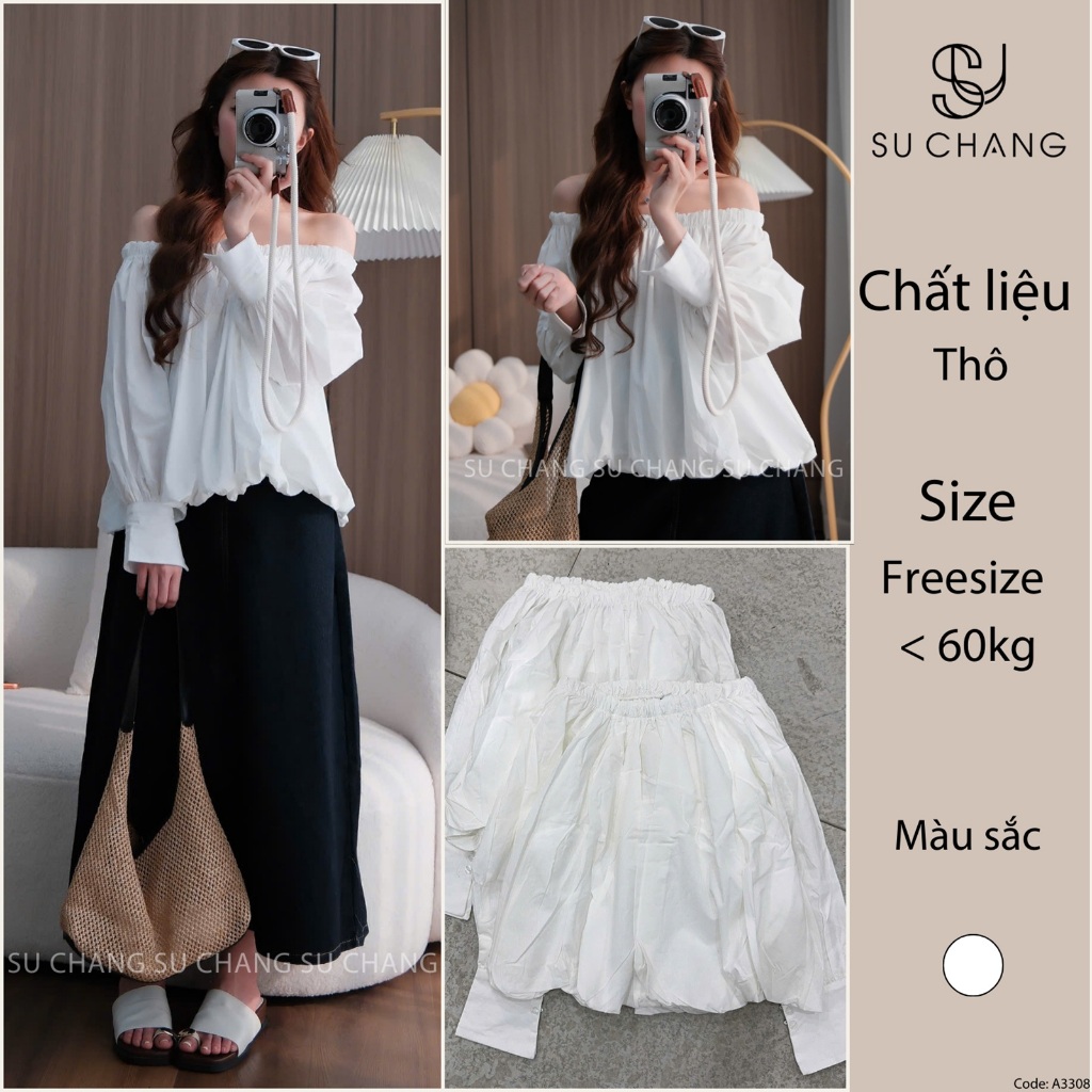 Áo Sơ Mi Thô Trễ Vai Dáng Bí 2 Lớp #473 A3308 Su Chang Thời Trang Nữ