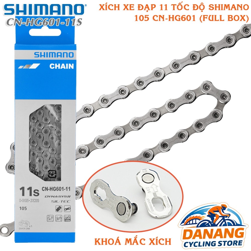 Xích Sên Xe Đạp SHIMANO 105 CN HG601 11 Tốc Độ Quick Link - Full Box Chính Hãng (Kèm 2 Mắc Khóa)