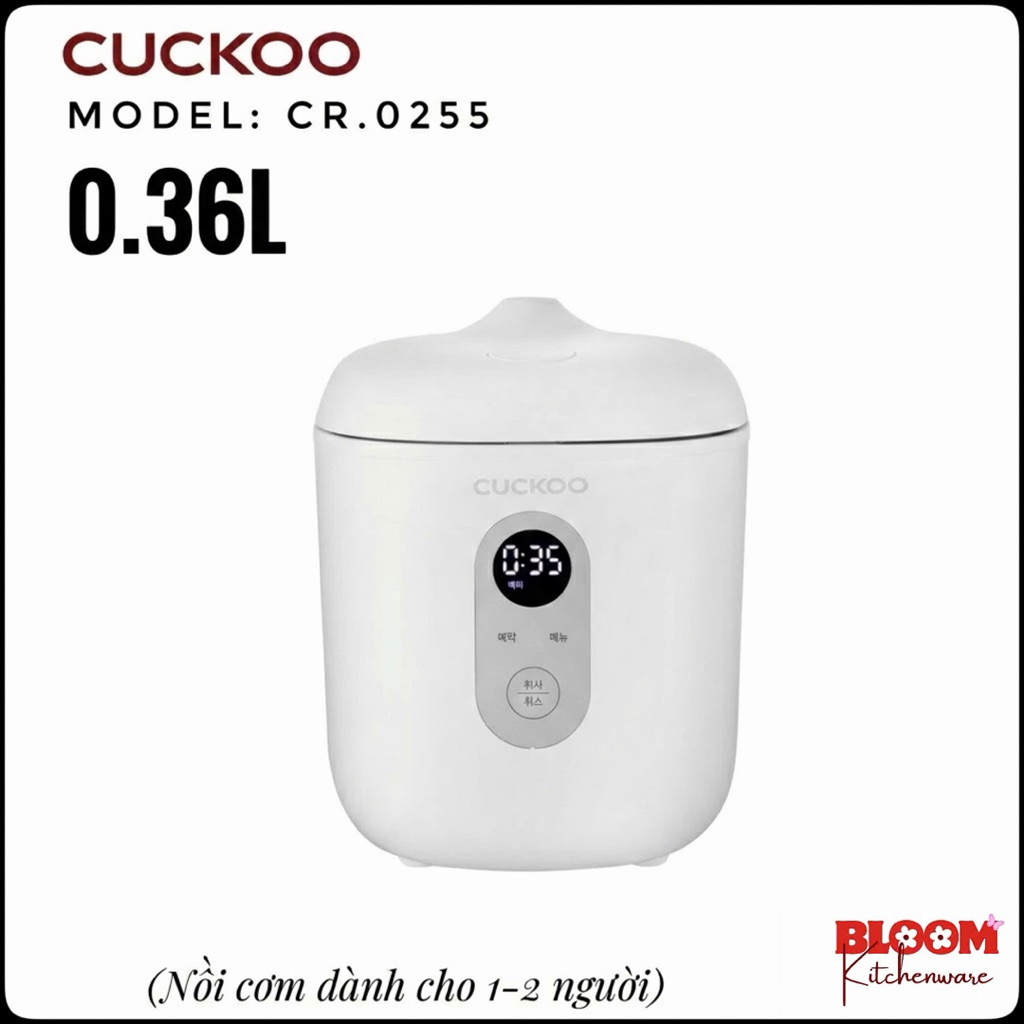 Nồi cơm điện tử tối giản Cuckoo 0.36L CR-0255MW (1-2 người ăn)