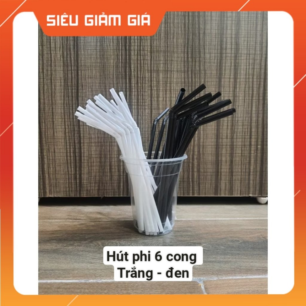 Ống hút đen cong phi 6 dùng uống cafe