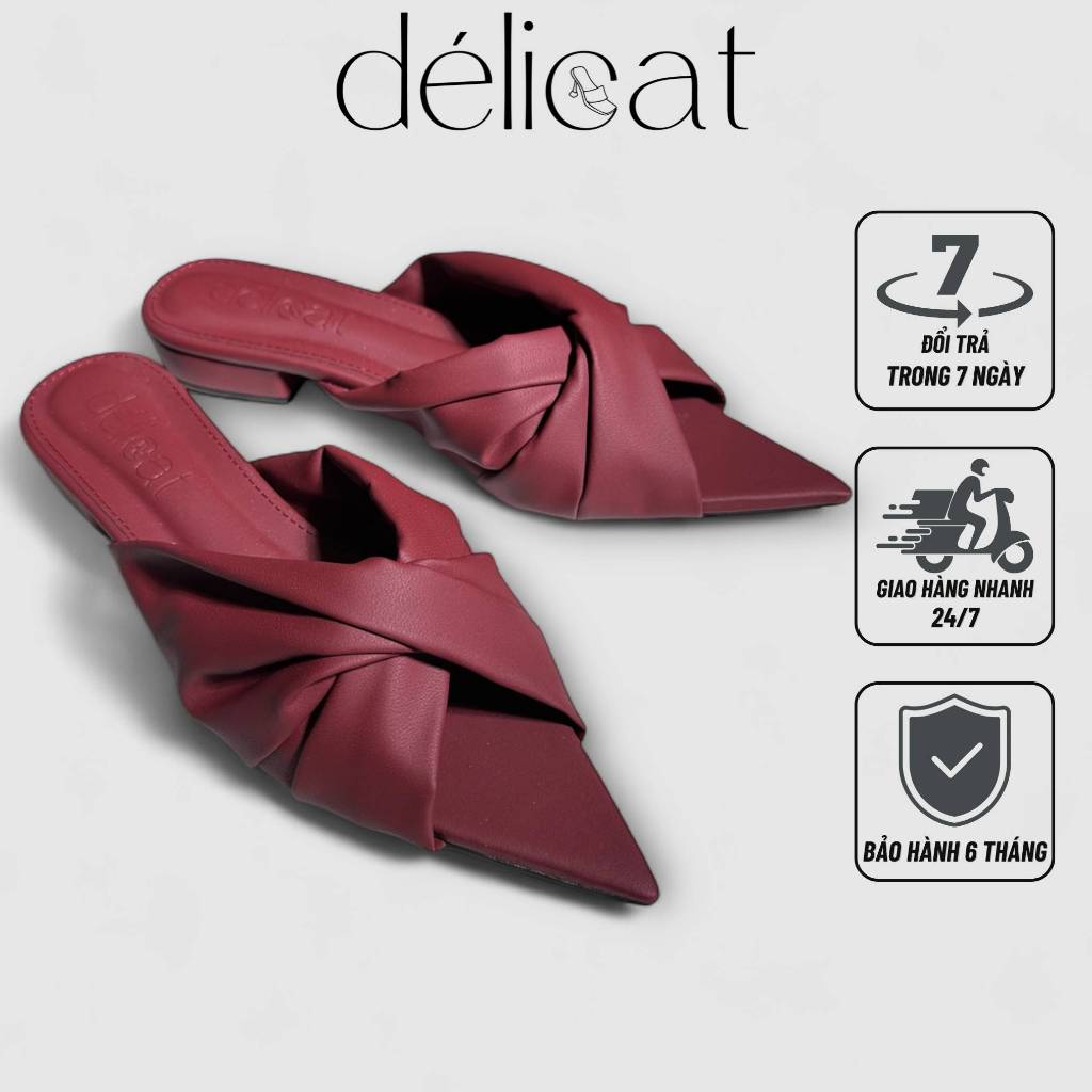 Giày sục bệt 3p hở mũi Délicat mũi nhọn quai chéo cao 3p D137