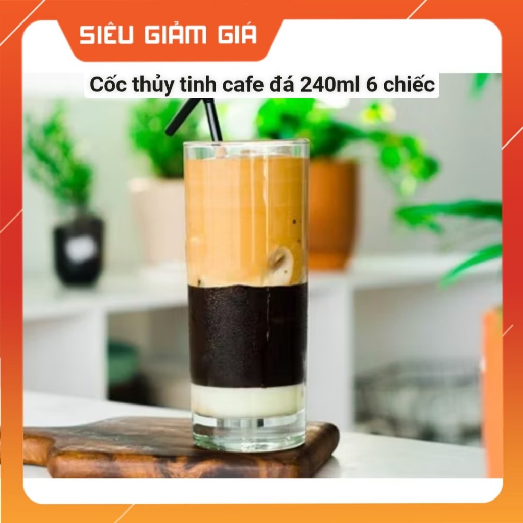 Cốc thủy tinh cafe đá thẳng 240ml 6 cái