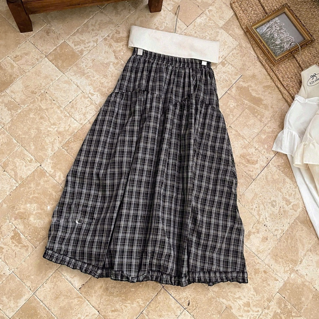 f18 f24 Chân váy caro Qc tag F18 Caro 85cm