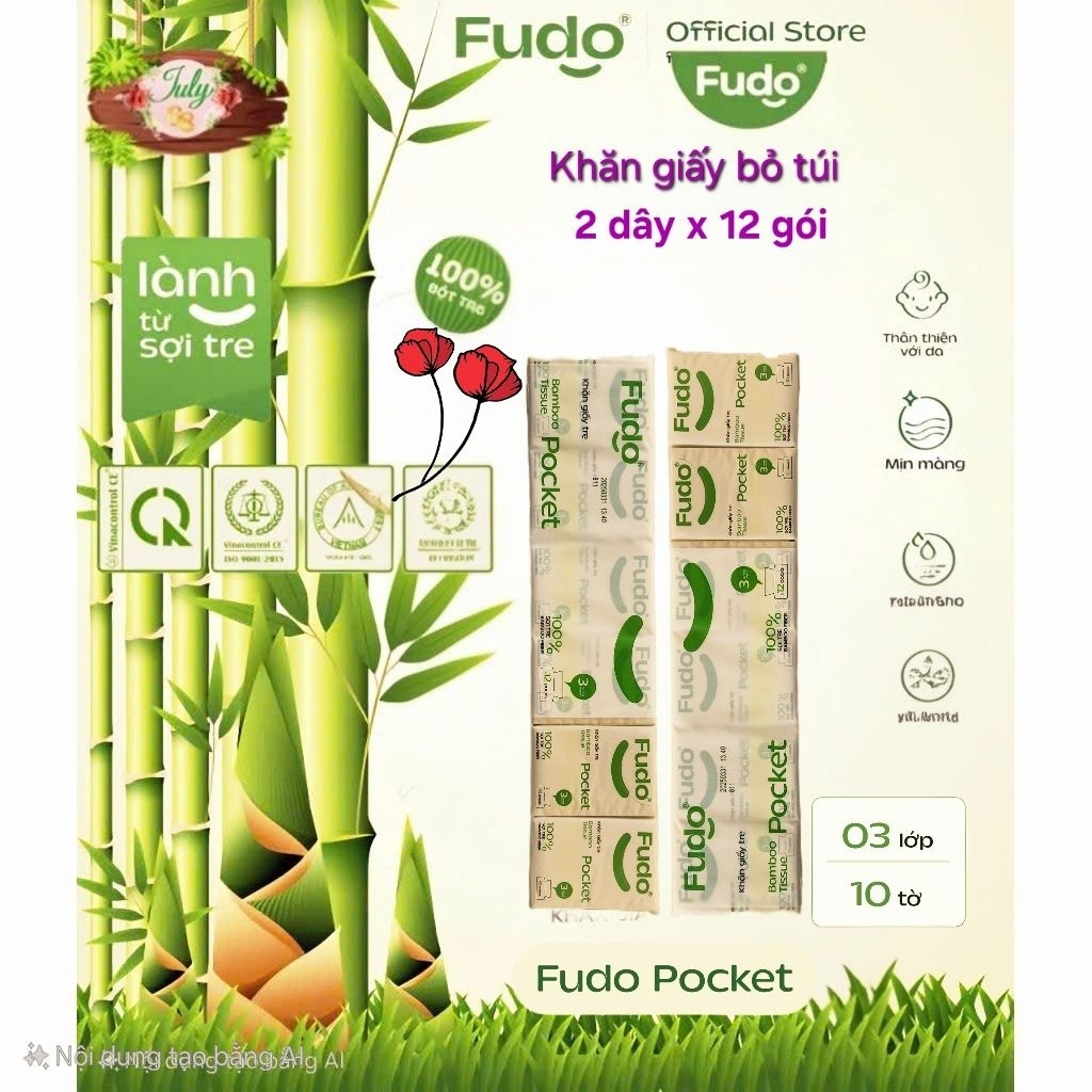 (Fudo)💥 KHĂN GIẤY BỎ TÚI Fudo. An toàn cho bé mang đi học, mẹ mang đi làm tiện lợi.  Không tẩy trắng